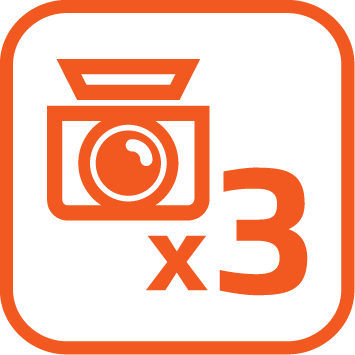 前4K、後2K、内2Kの超高解像度3カメラ同時録画